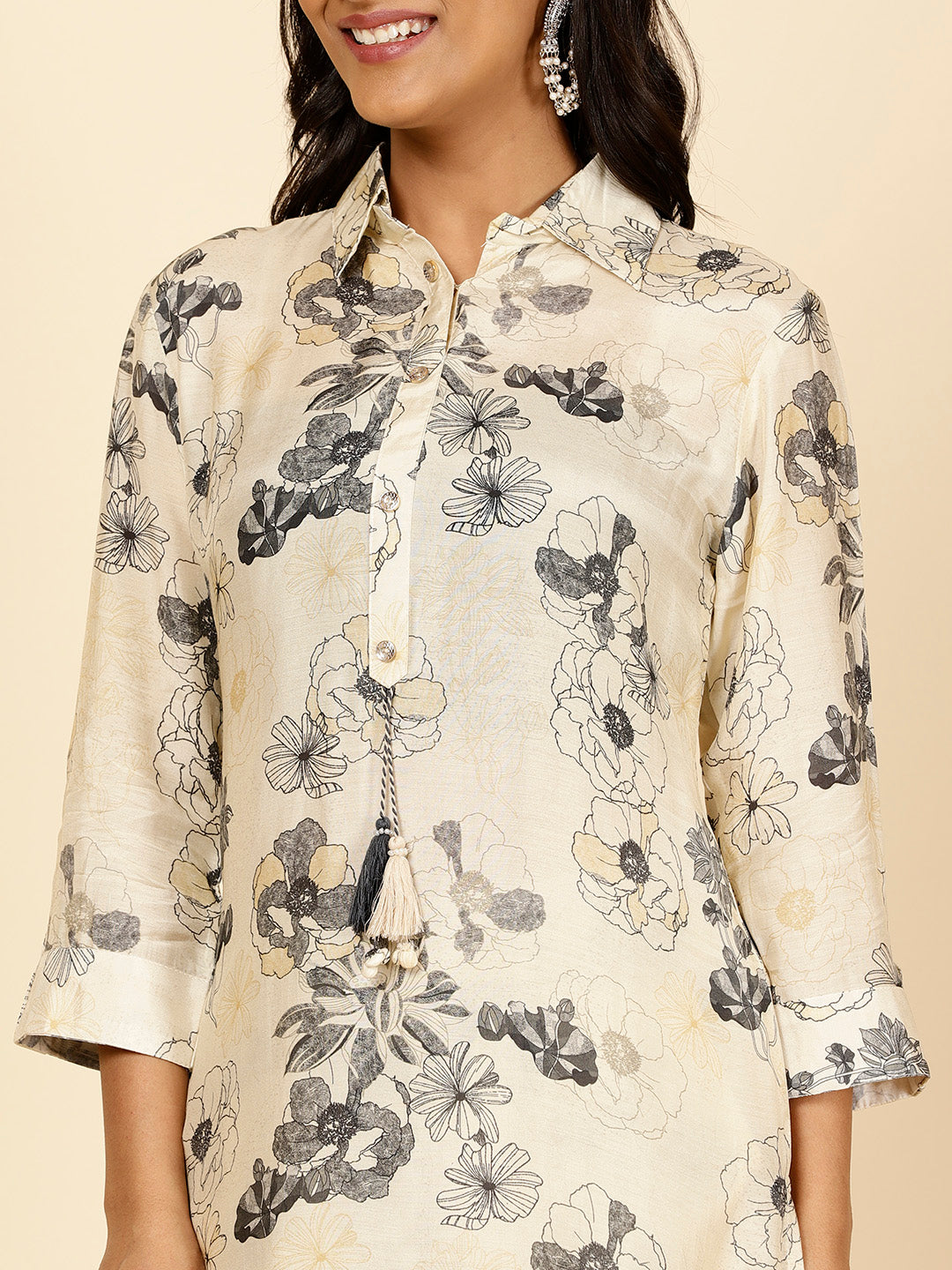 Floral Printed Muslin Kurti With Pants