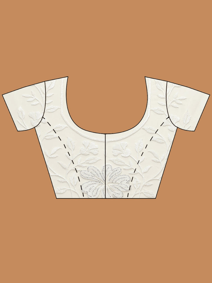 Sequence Embroidery Net Saree