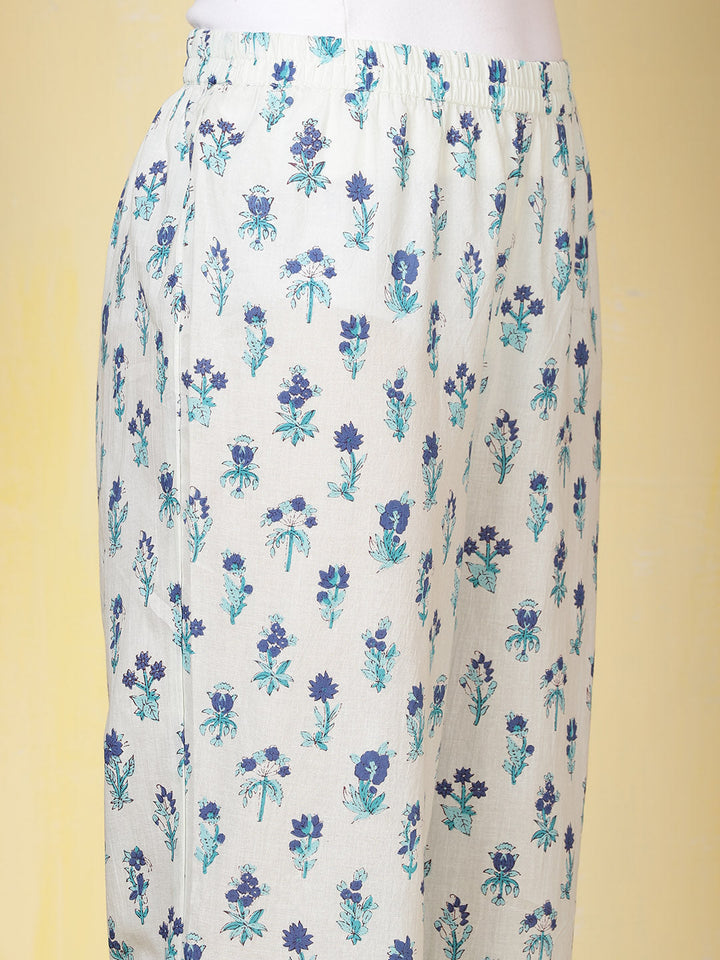 Printed Cotton Blend Kurta With Pants &amp; Dupatta