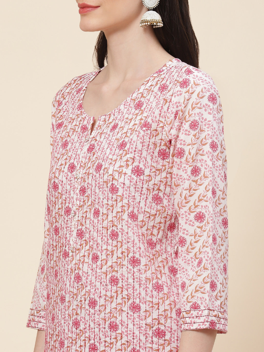 Printed Cotton Kurta With Pants