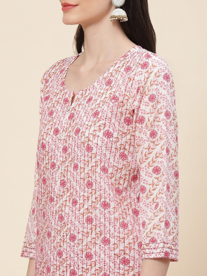 Printed Cotton Kurta With Pants