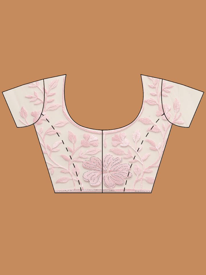 Sequence Embroidery Net Saree