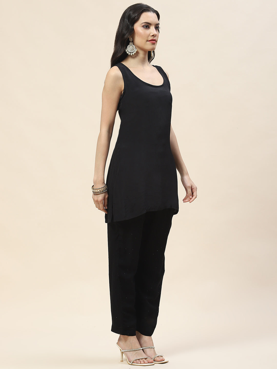 Swarovski Georgette Short Kurta With Pants