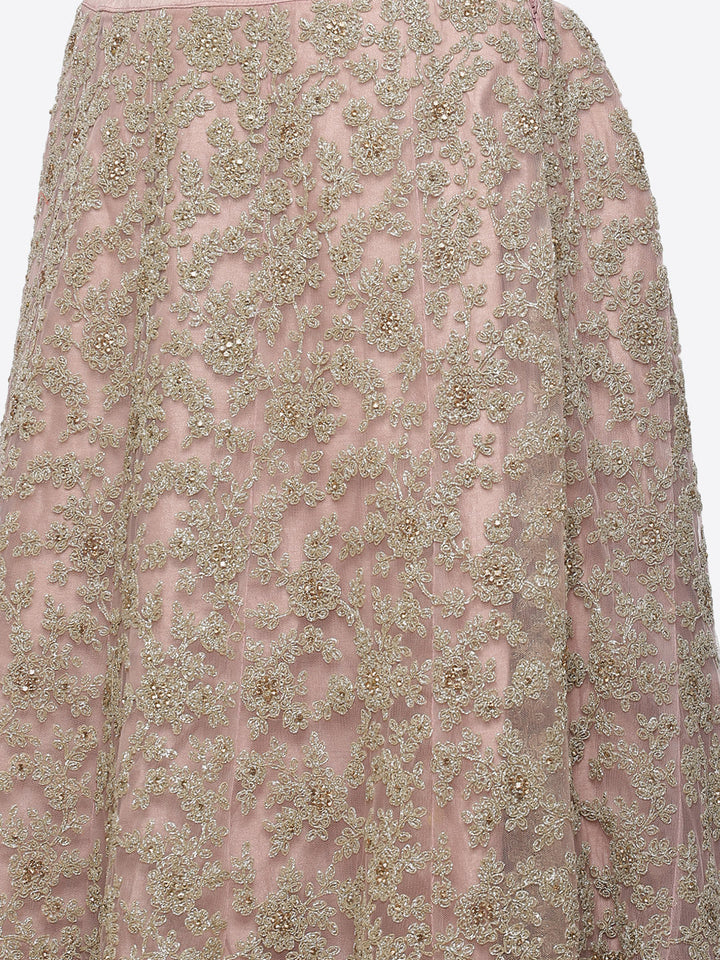 Zari Jaal Net Choli With Lehenga &amp; Net Dupatta