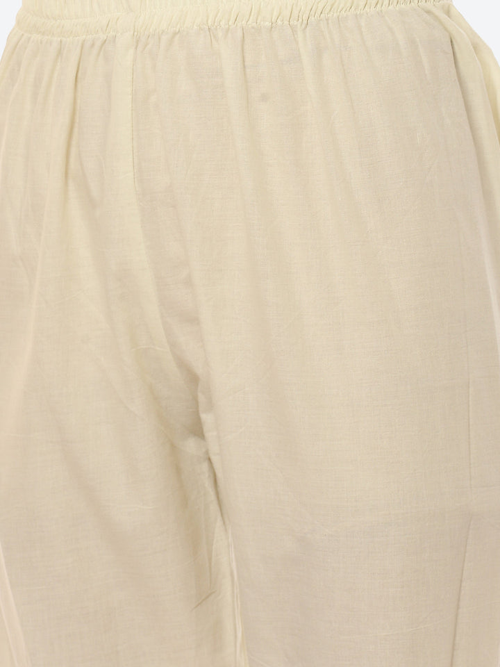 Resham Neck Booti Cotton kurta With Pant &amp; Dupatta