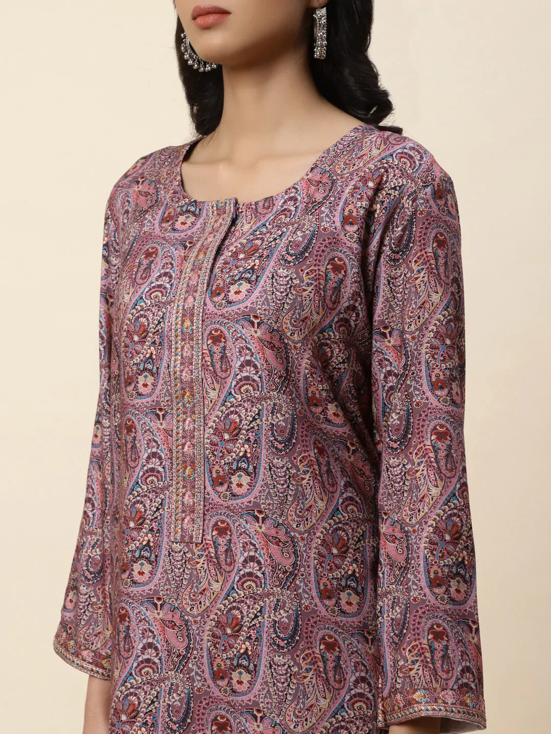 Printed Pashmina Kurta With Pants
