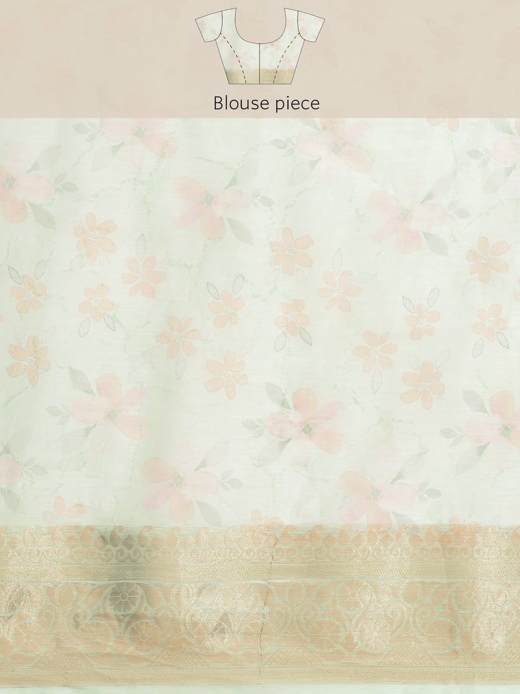 Digital Floral Printed Banarasi Pallu Cotton Chanderi Saree
