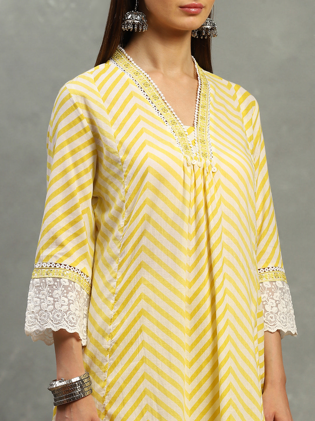 Printed Cotton Blend Kurta With Pants &amp; Dupatta