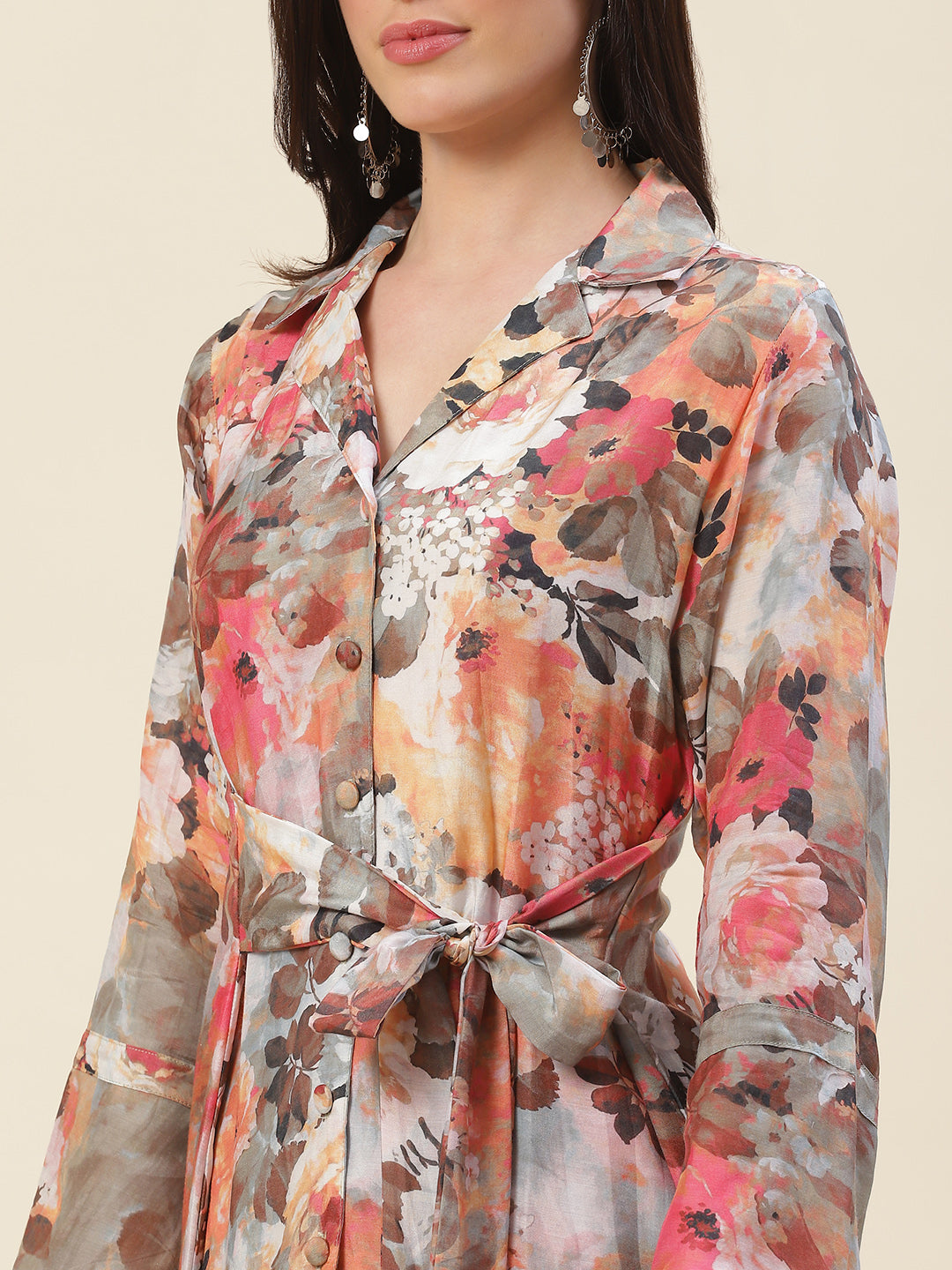 Multicolored Co-ord Set Short Kurti With Flared Pants