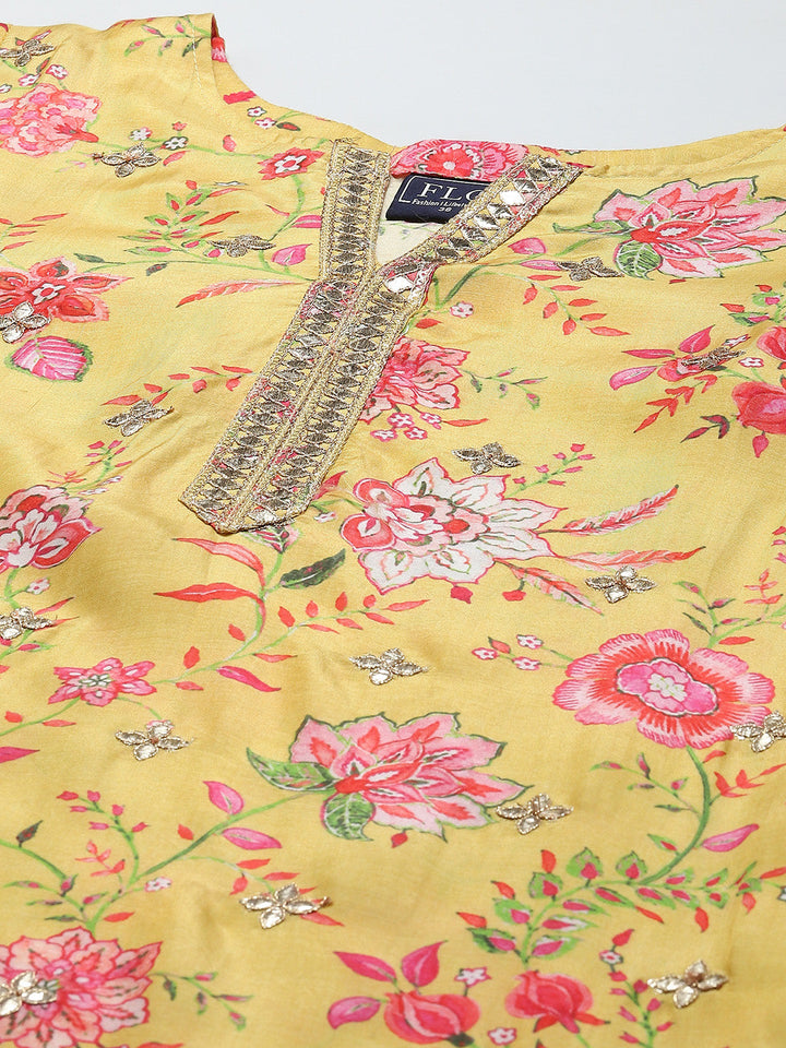 Gota Work Printed Muslin Kurta