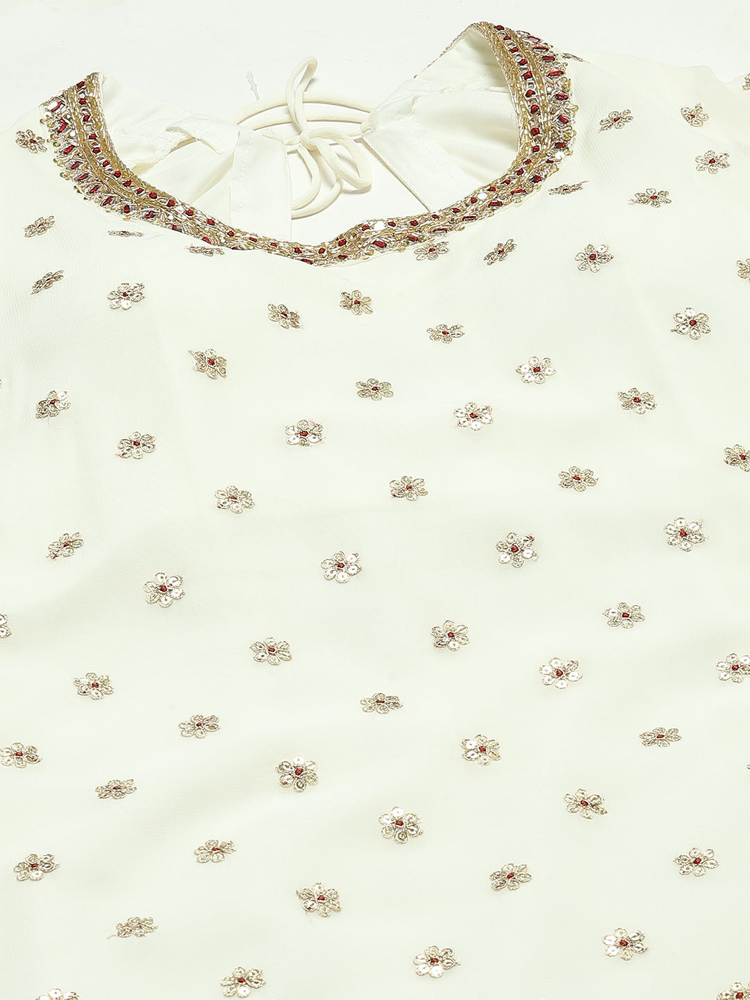 Zari Embroidered Georgette Kurti With Sharara &amp; Dupatta