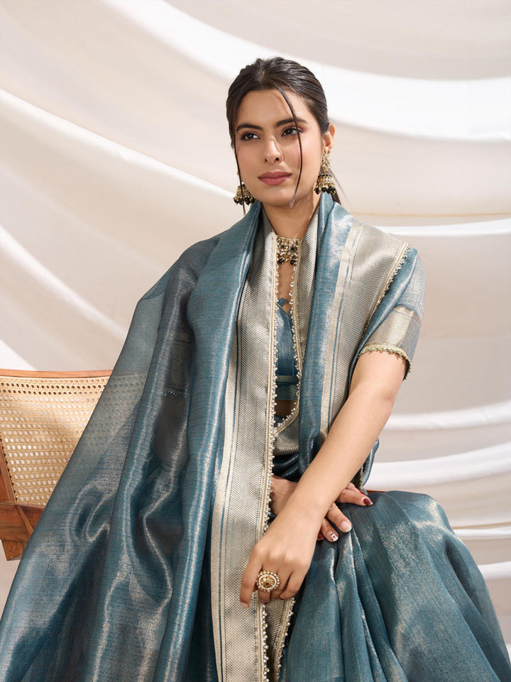 Gota Embroidered Art Silk Woven Saree
