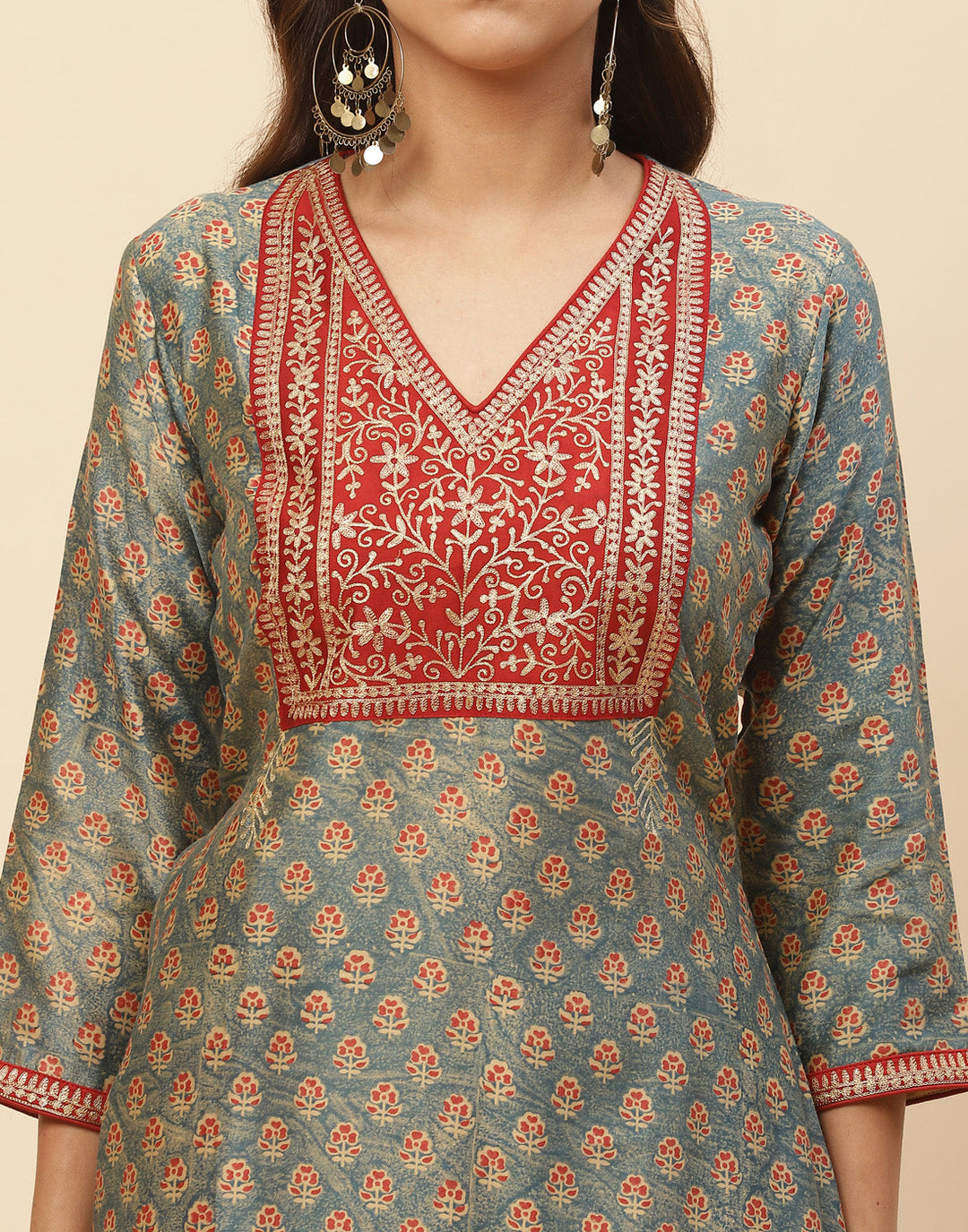 Printed Cotton Anarkali Kurti With Pant