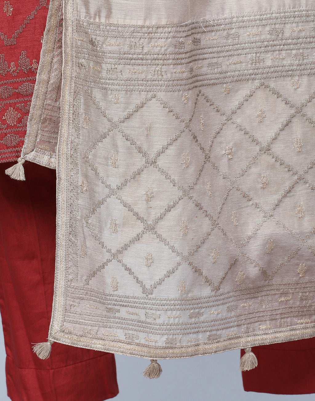 Elegant Cotton Chanderi Pant Kameez Stitched Suit