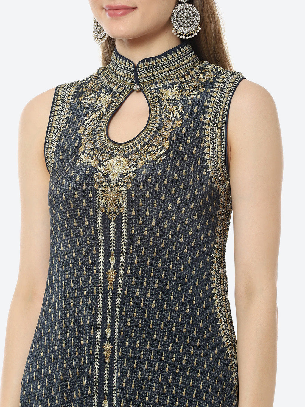 Digital Printed Crepe A-Line Gown Dress