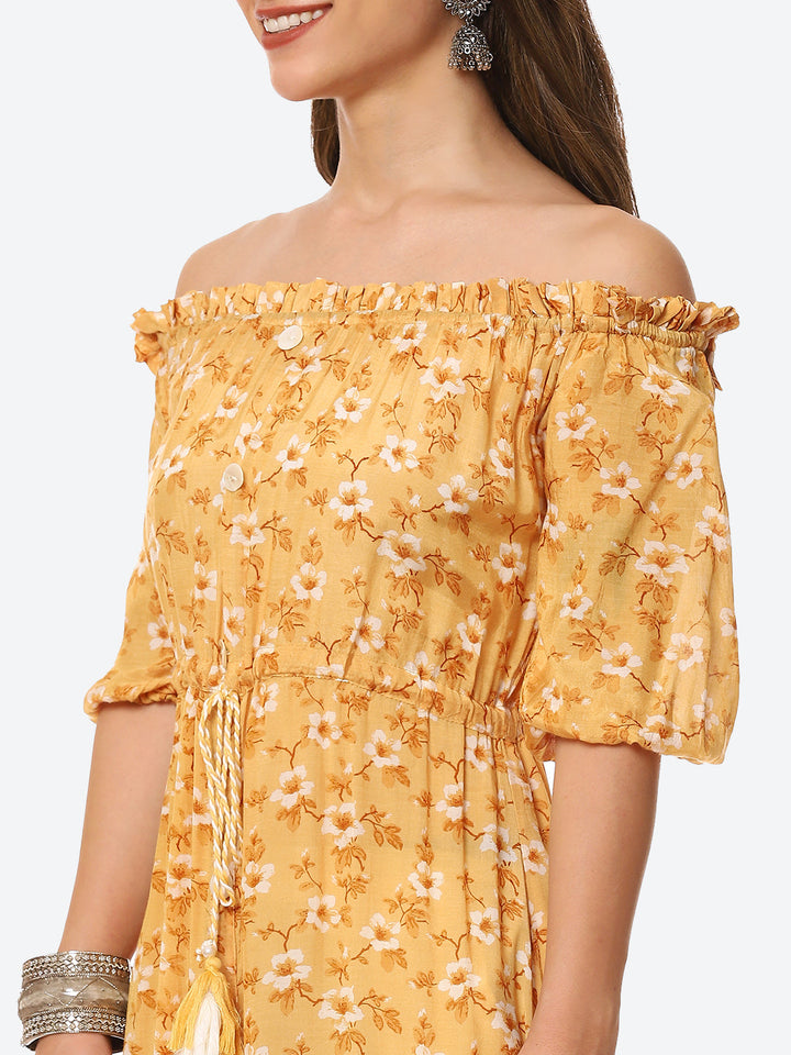 Floral Printed Muslin Kurta