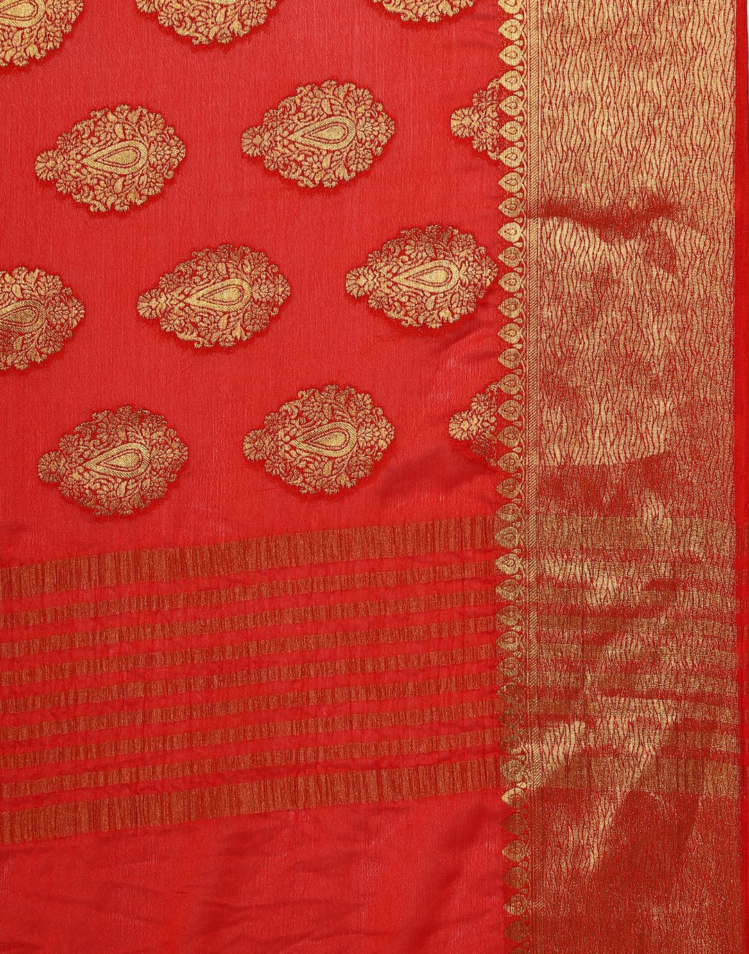 Red Art Crape Saree