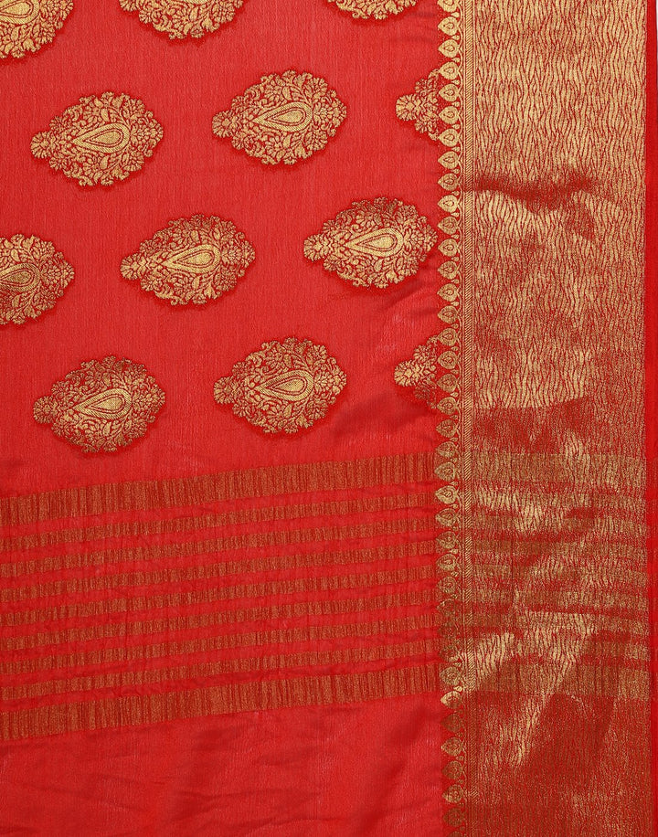 Red Art Crape Saree