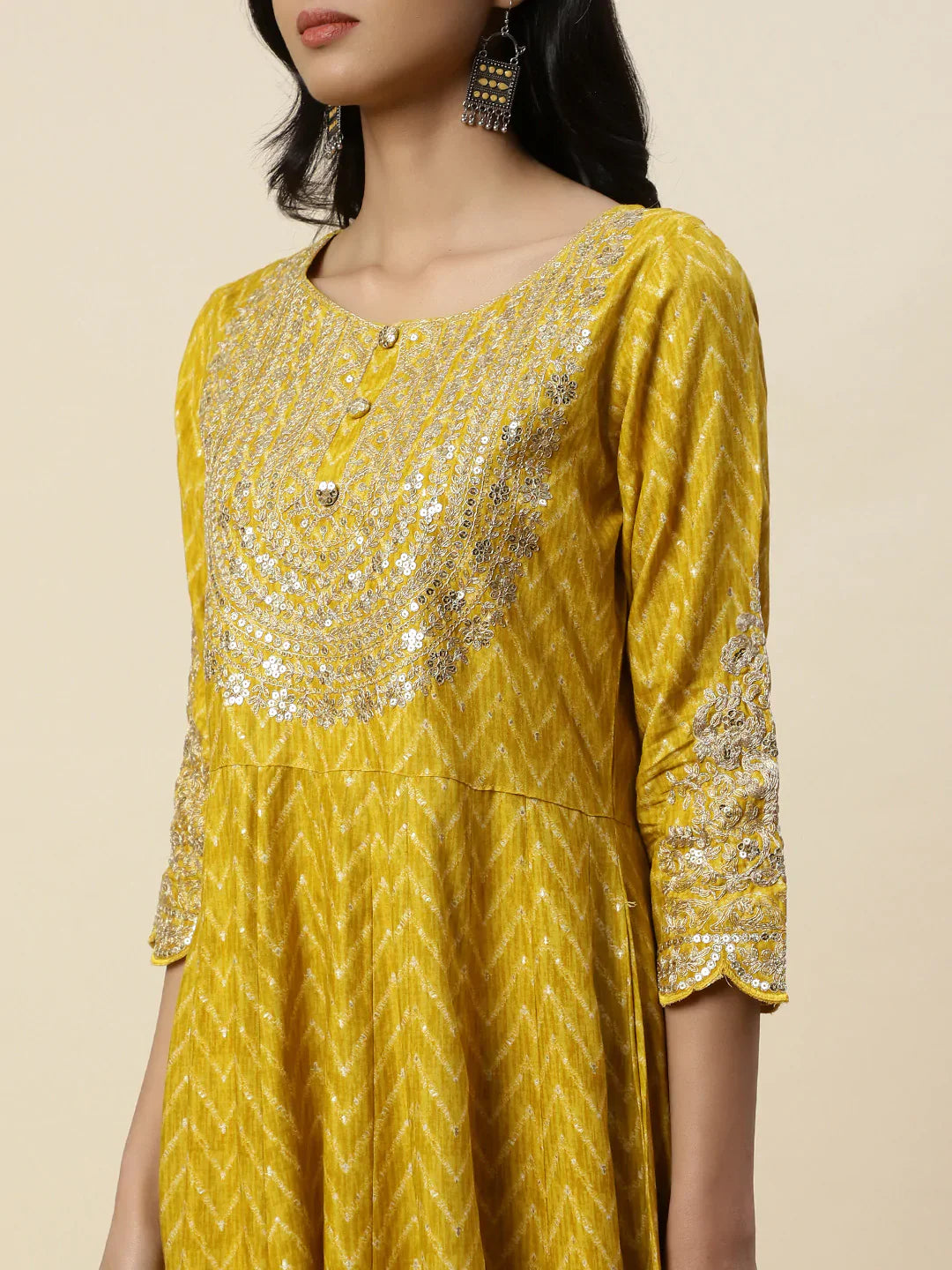 Neck Embroidered Cotton Kurta With Pants &amp; Dupatta