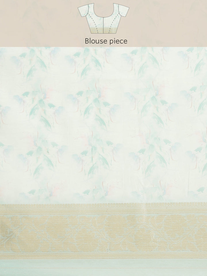 Digital Floral Banarasi Pallu Sarees Printed