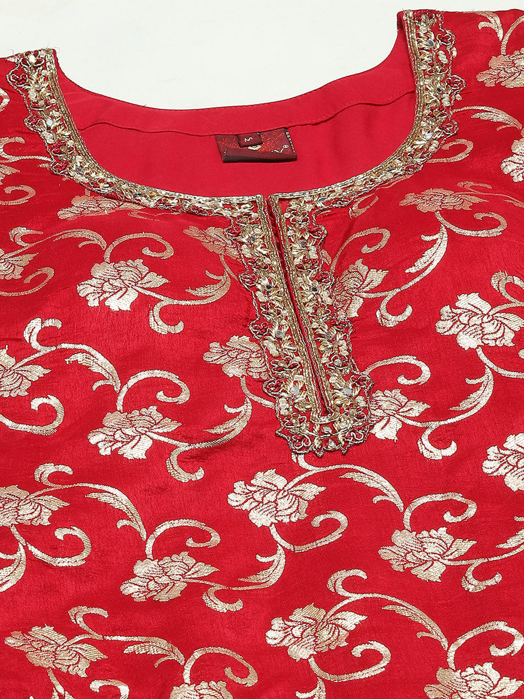 Floral Woven Handloom Kurti With Pants &amp; Dupatta