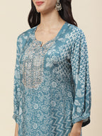 Floral Printed Muslin Kurta With Pants
