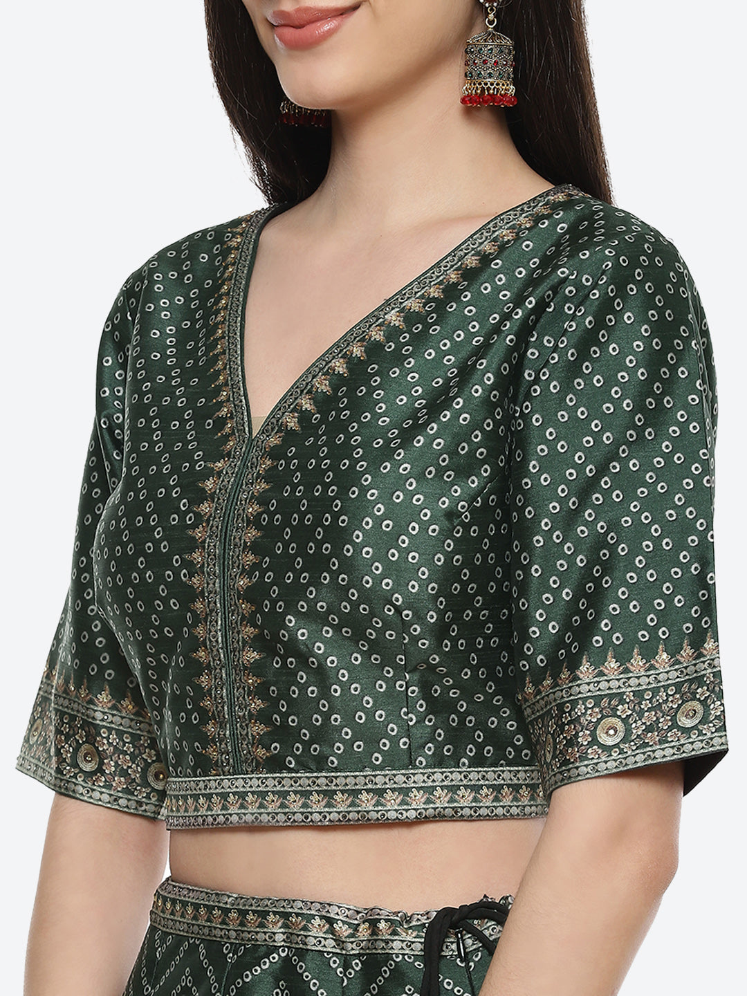 Printed Choli With Lehenga & Net Dupatta