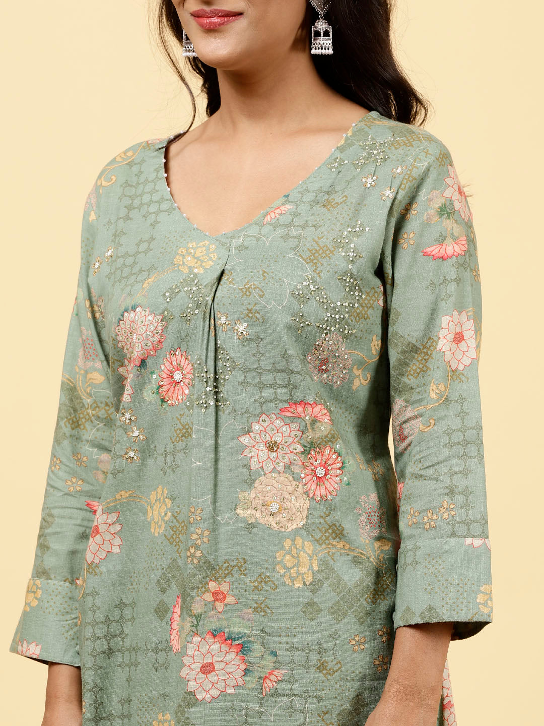 Printed Cotton Kurta With Pants