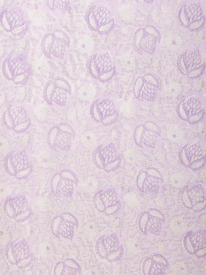 Floral Printed Cotton Unstitched Suit Piece With Dupatta