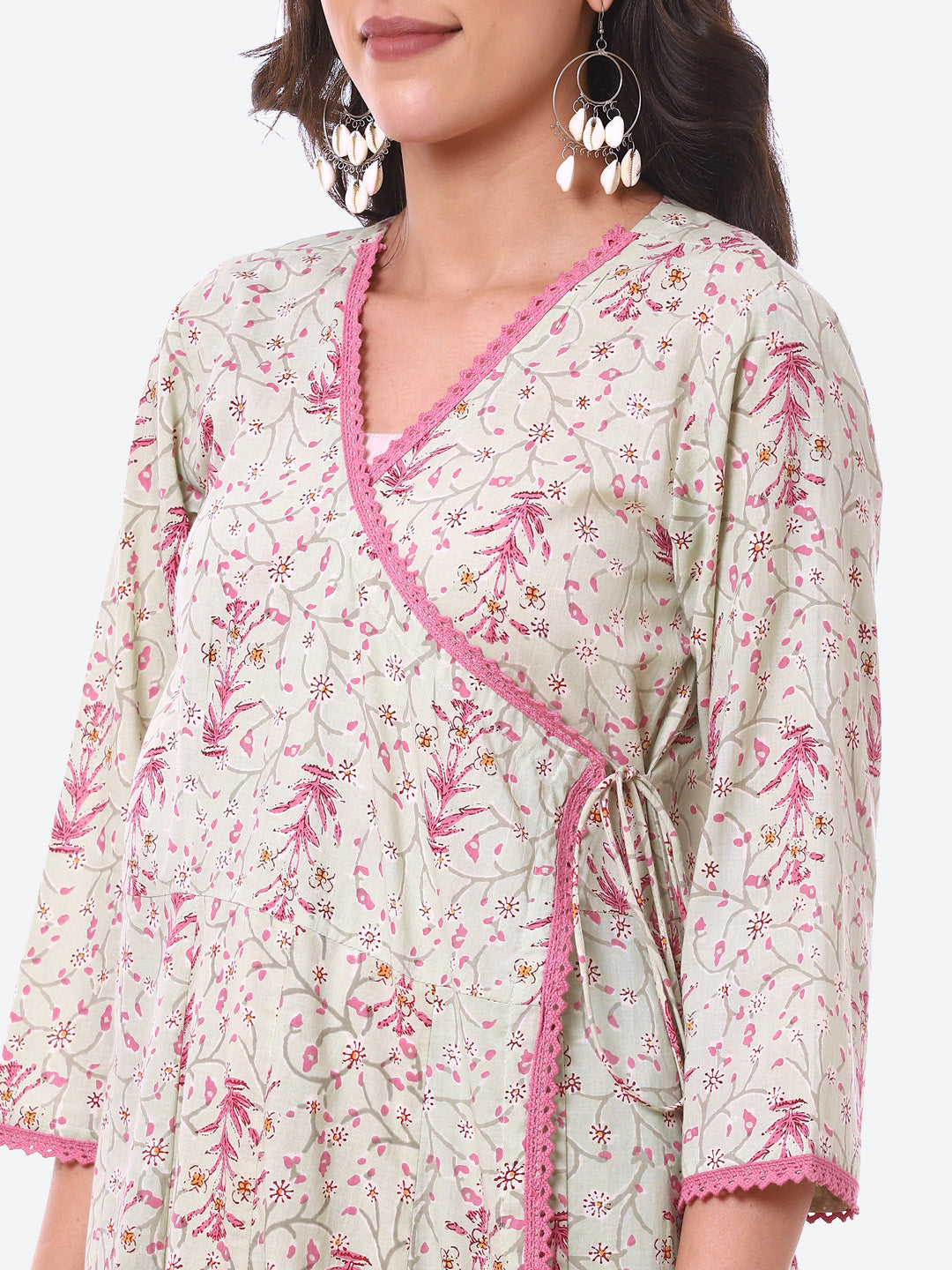 Ajrak Printed Cotton Anarkali With Palazzo