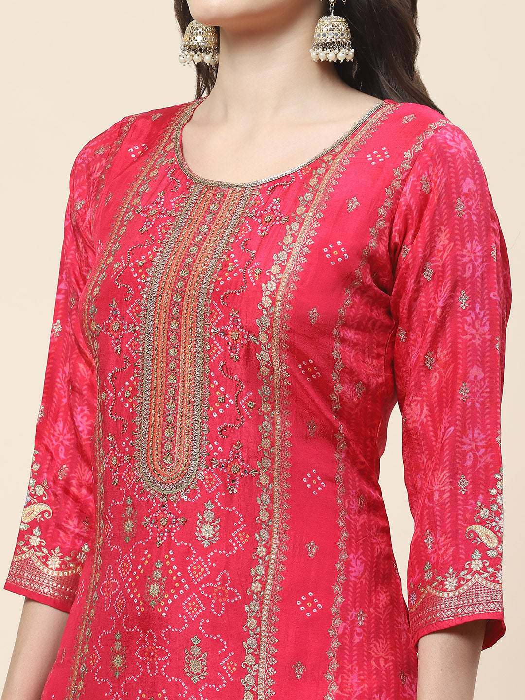 Printed Handloom Kurta With Pants &amp; Dupatta
