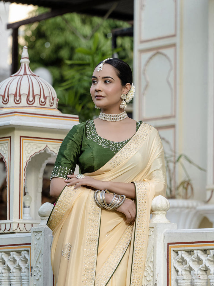 Embroidered Chinnon Saree