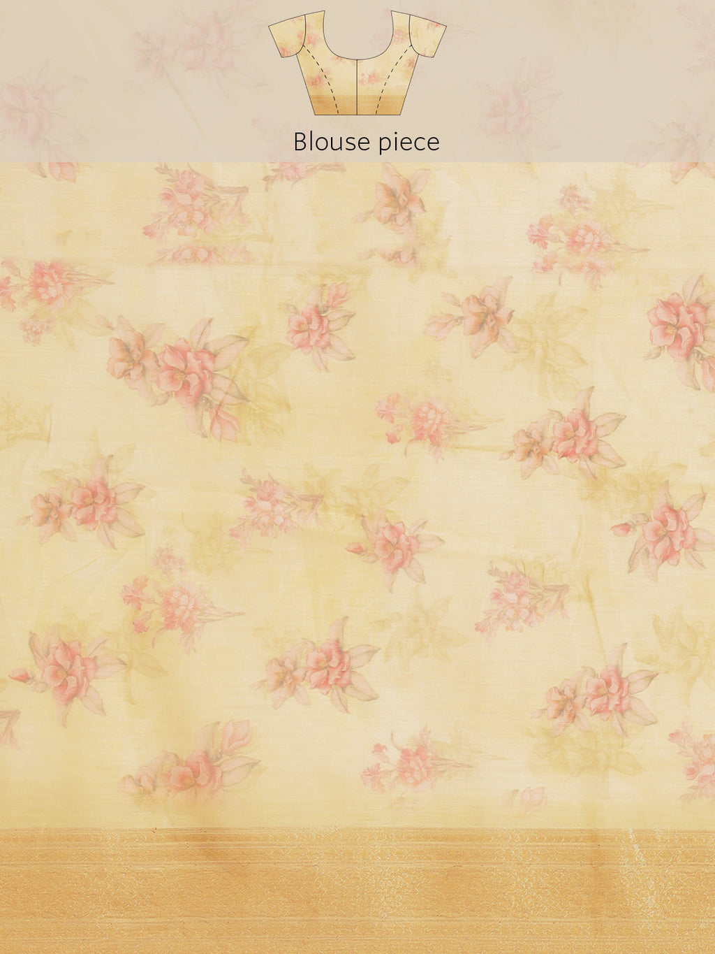 Digital Floral Printed Banarasi Pallu Cotton Chanderi Saree