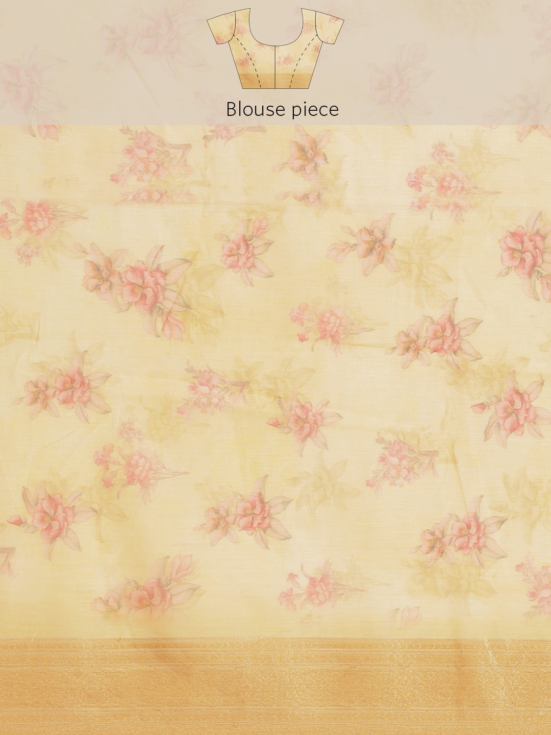Digital Floral Printed Banarasi Pallu Cotton Chanderi Saree