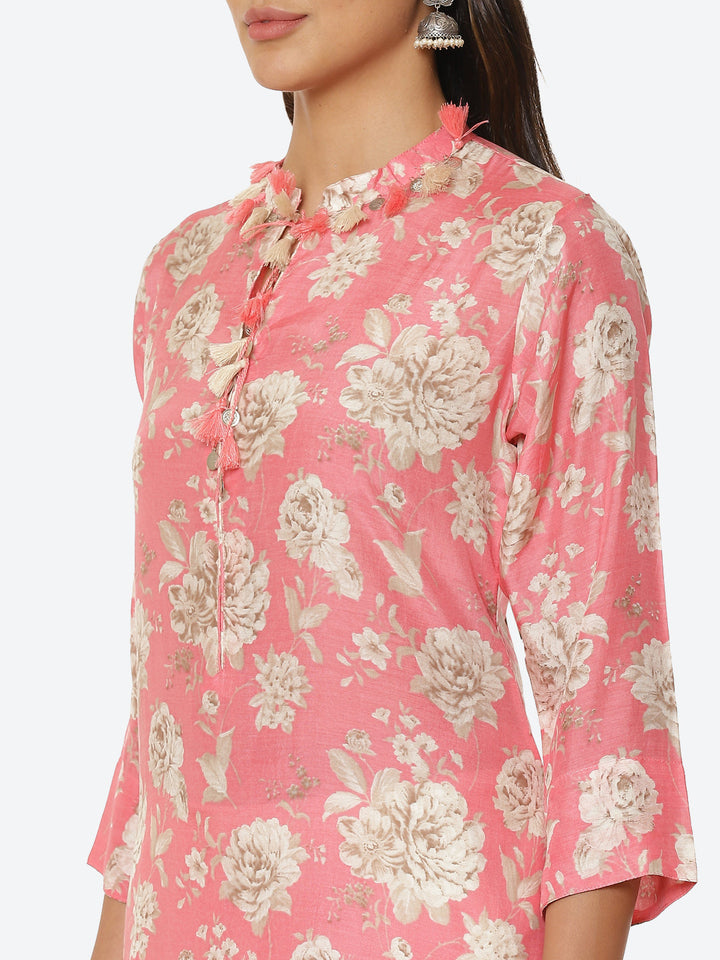 Floral Printed Muslin Kurta