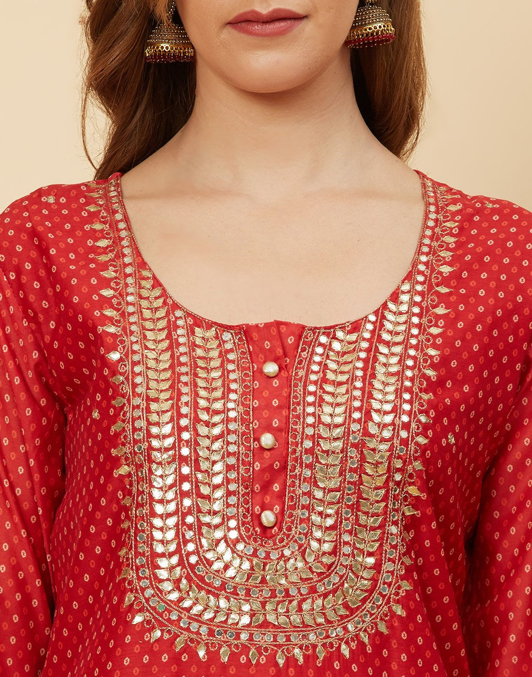 Embroidered Chanderi Kurti With Pant
