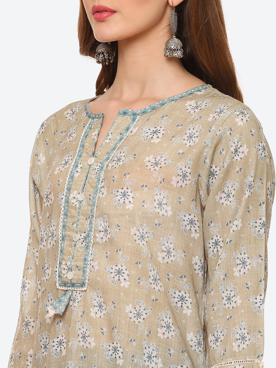 Floral Printed Cotton Kurta With Pant