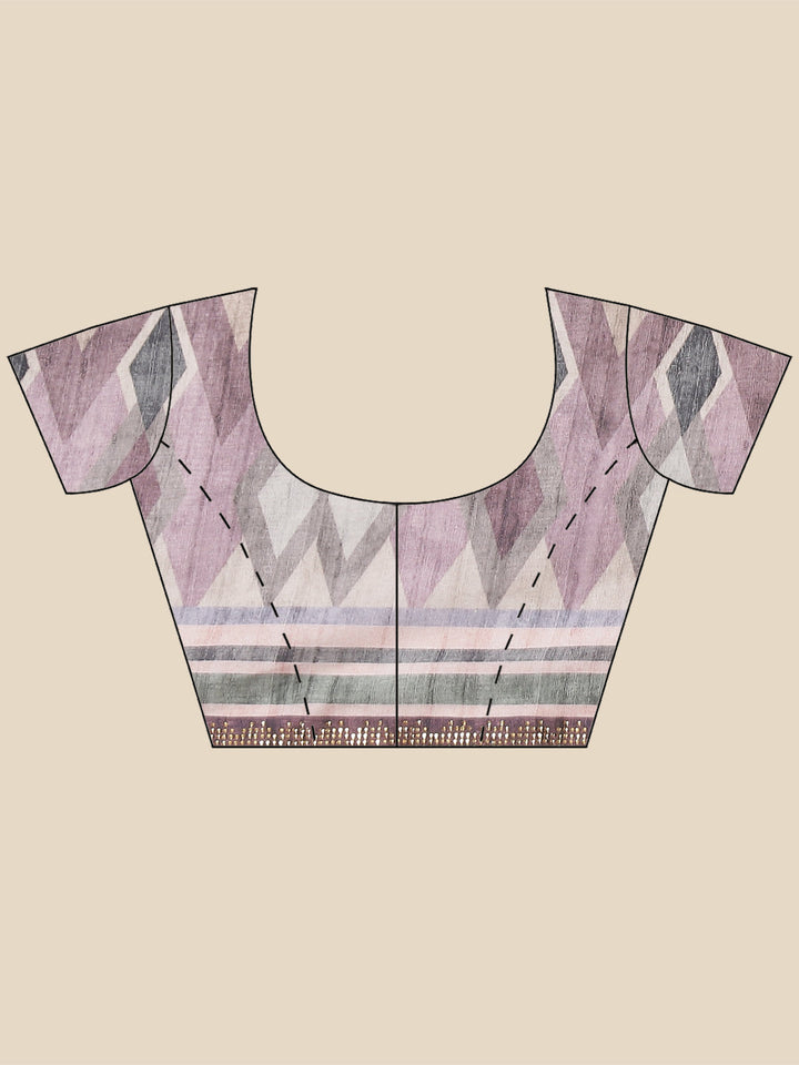 Abstract Digital Printed Satin Saree