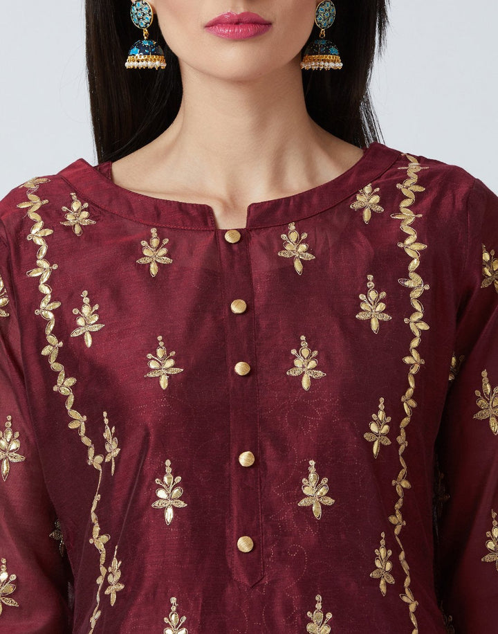 Navy Blue Cotton Chanderi Salwar Kameez