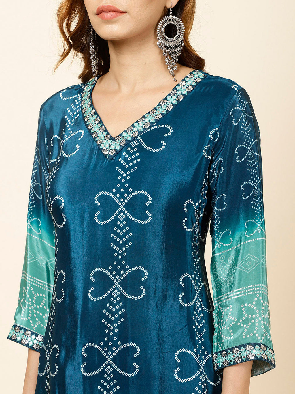 Bandhani Printed Crepe Kurta With Pants
