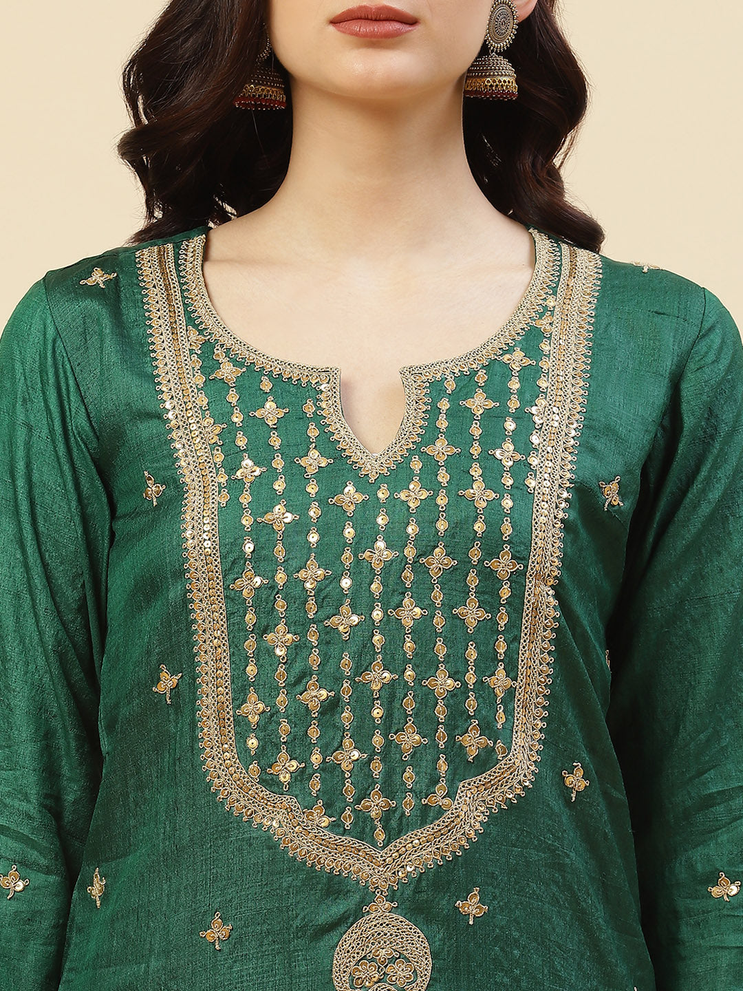 Embroidered Tussar Kurti With Pant