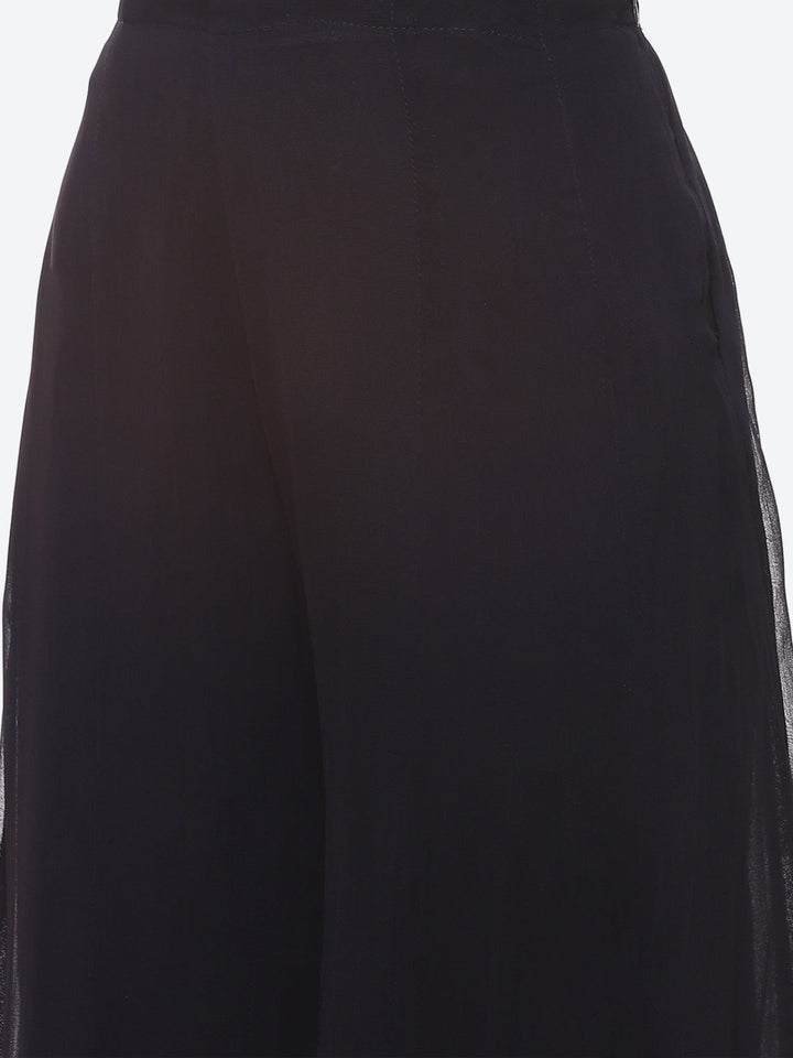 Zari Booti Georgette Kurta With Palazzo &amp; Dupatta