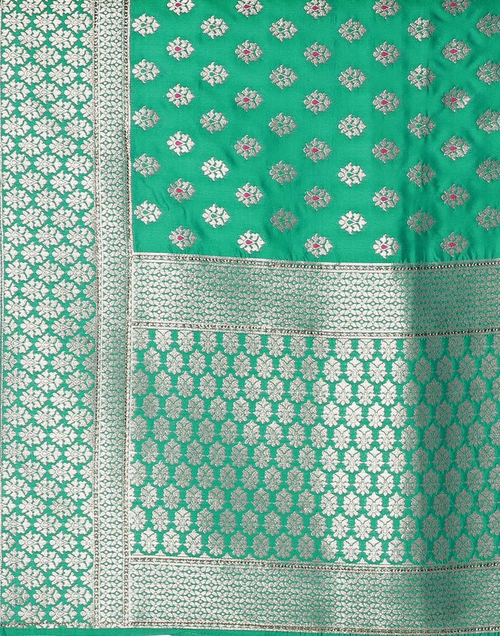 MBZ Meena Bazaar-Green Banarasi Woven Saree