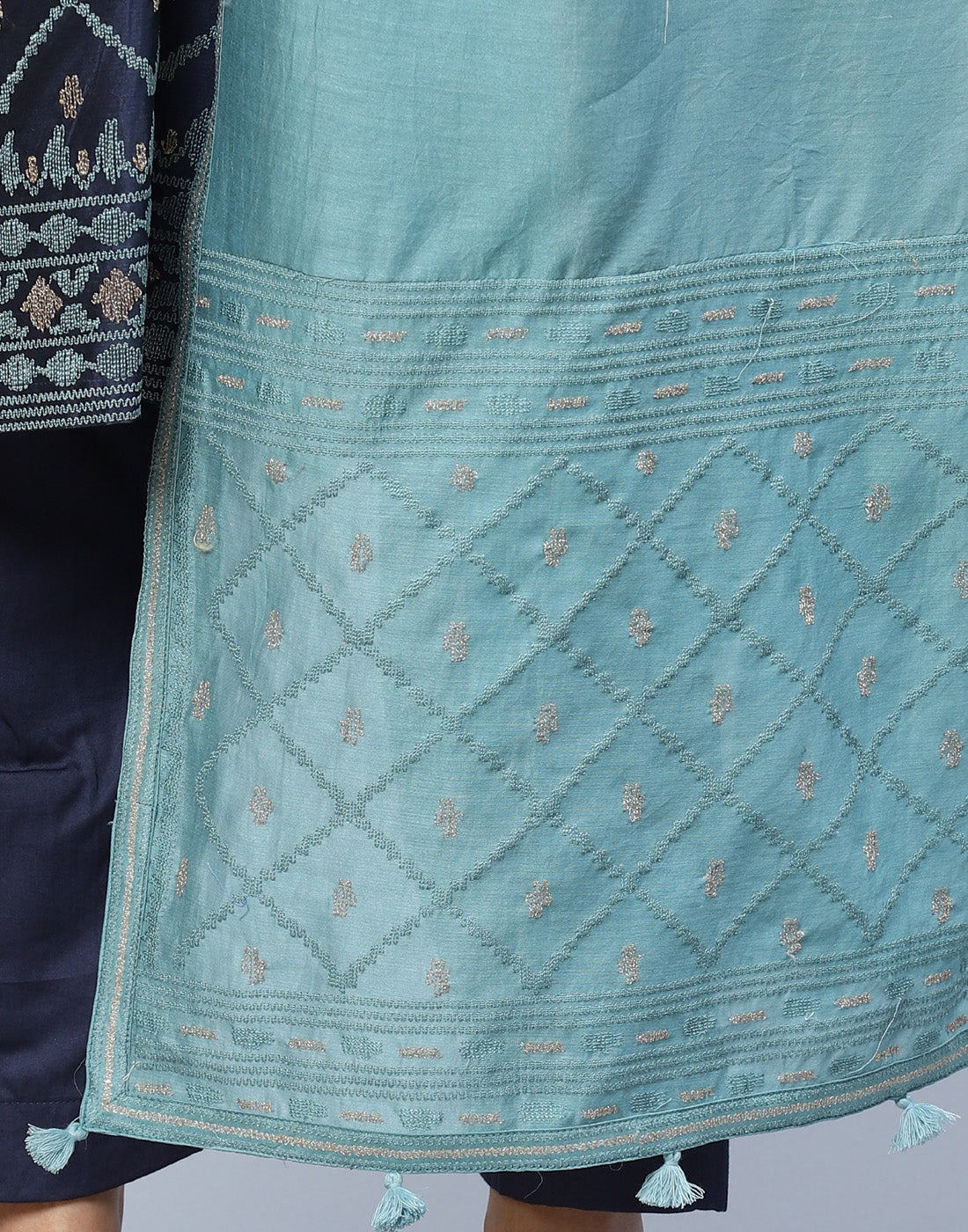 Elegant Cotton Chanderi Pant Kameez Stitched Suit
