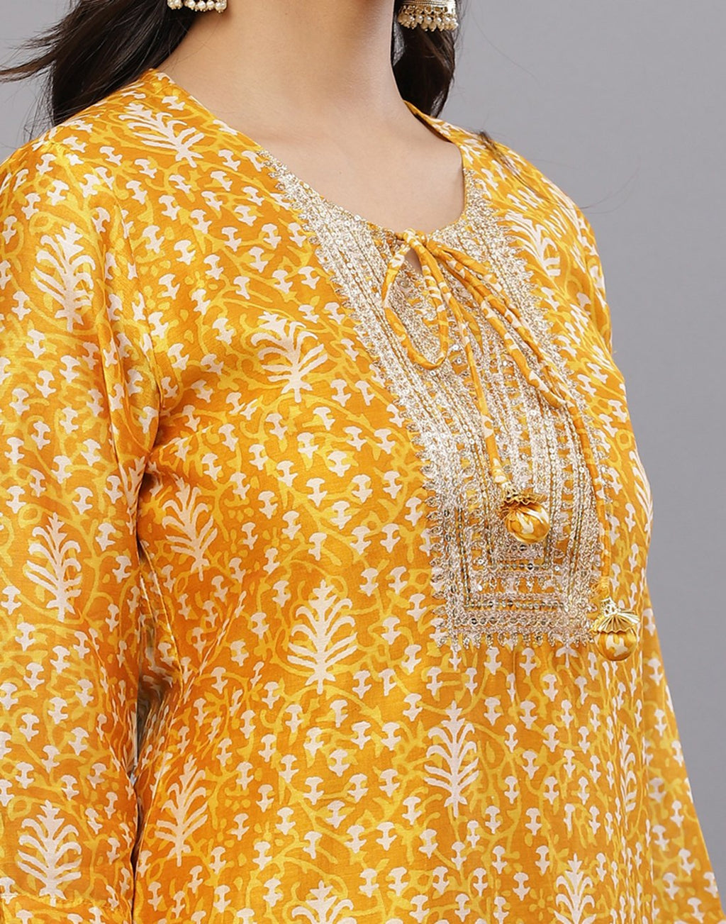 Hot pink and Mustard Cotton Chanderi Salwar Kameez