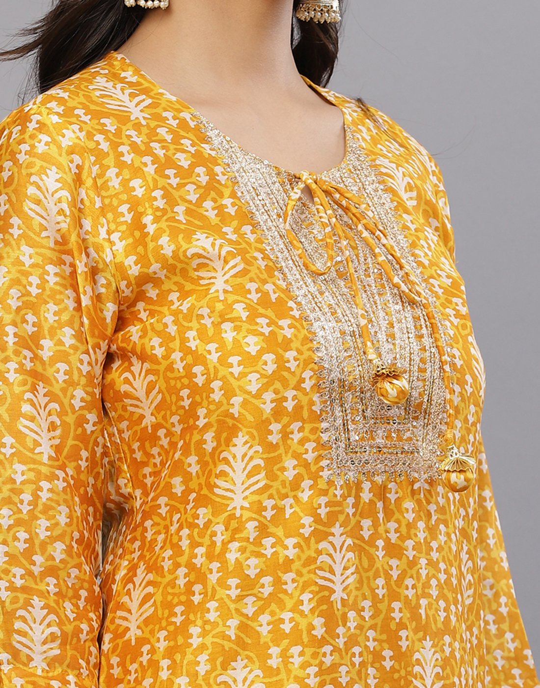 Hot pink and Mustard Cotton Chanderi Salwar Kameez