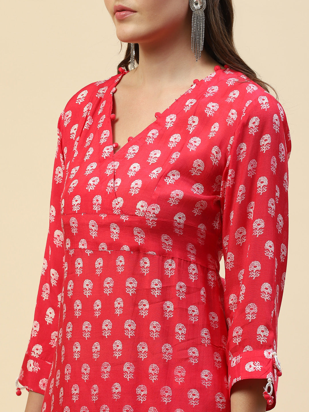 Floral Printed Muslin Kurta With Pants