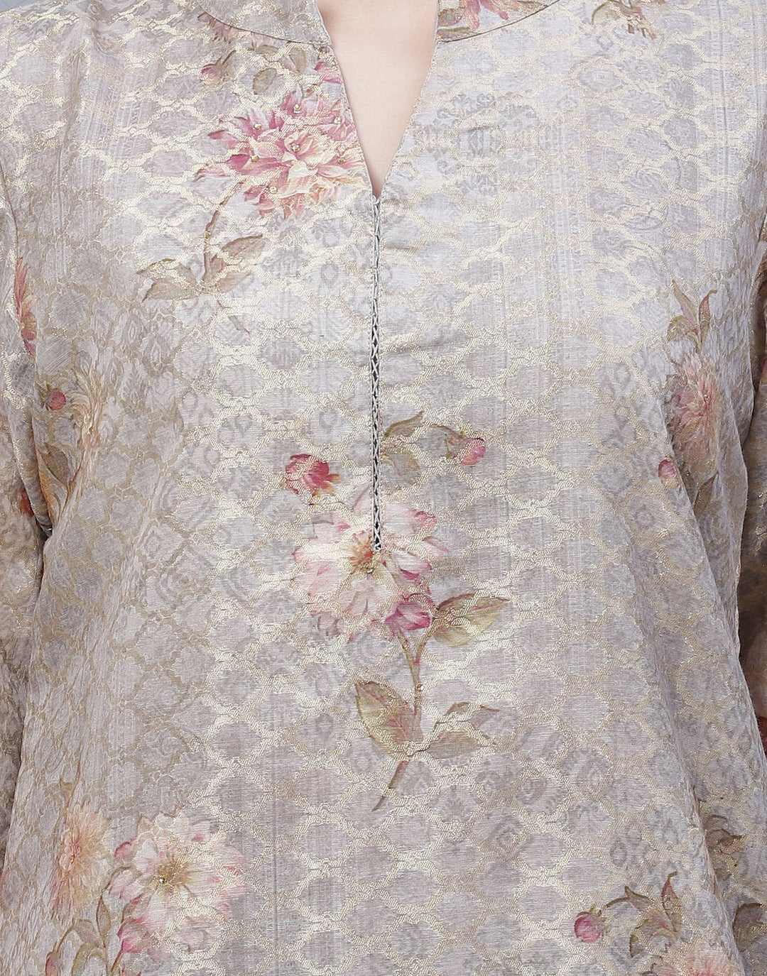Chanderi Floral Printed Kurti Pant Set