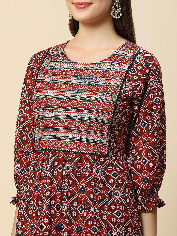 Printed Cotton Kurta With Pants