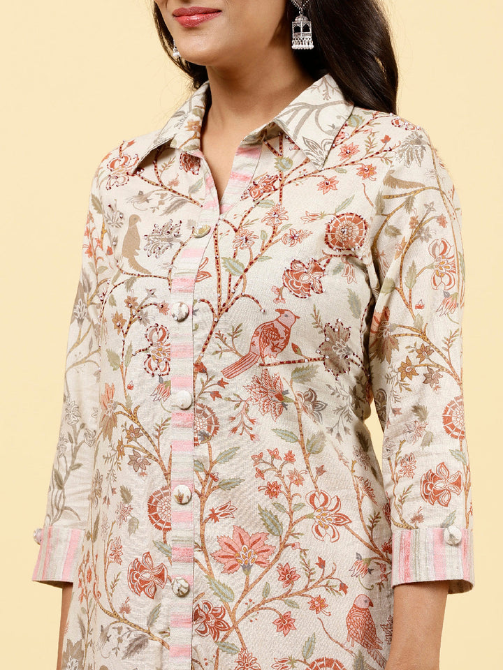 Printed Cotton Kurta With Pants